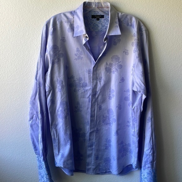 Ted Baker shirt button up periwinkle colored rose patterned - Picture 1 of 13